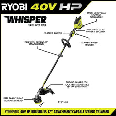 40V HP Brushless 17" Attachment Capable String Trimmer Kit