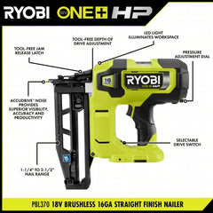 18V ONE+ HP 18V Brushless Cordless Nail Gun, 16-Gauge Straight Finish Nailer (Tool Only)