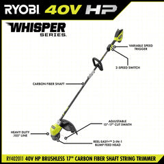 40V HP Brushless 17” String Trimmer Kit