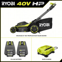 40V HP Brushless 21" Walk Behind Self-Propelled Lawn Mower w/ (2) 6.0Ah Batteries and Charger