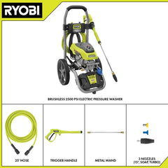 BRUSHLESS 2500 PSI ELECTRIC PRESSURE WASHER WITH FREE 12" 2300 PSI SURFACE CLEANER