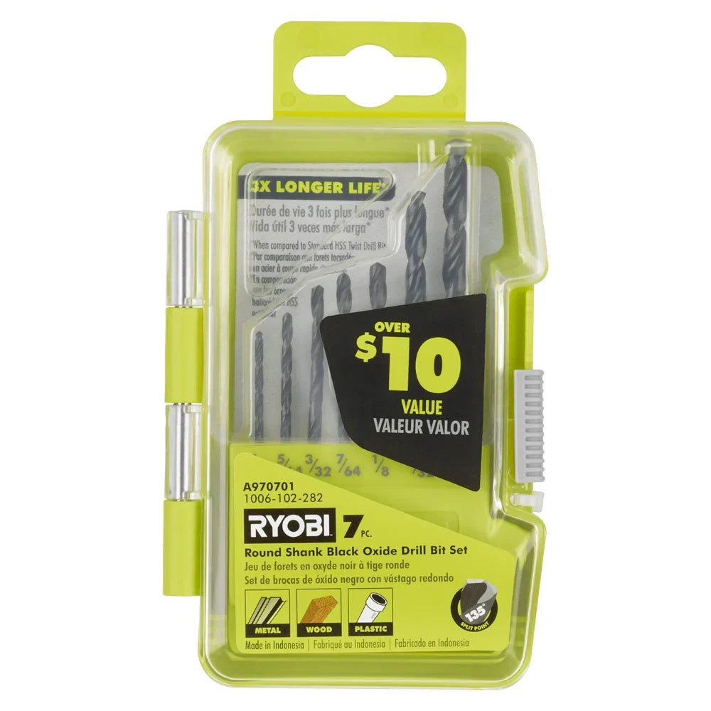 7 PC. ROUND SHANK BLACK OXIDE DRILL BIT SET