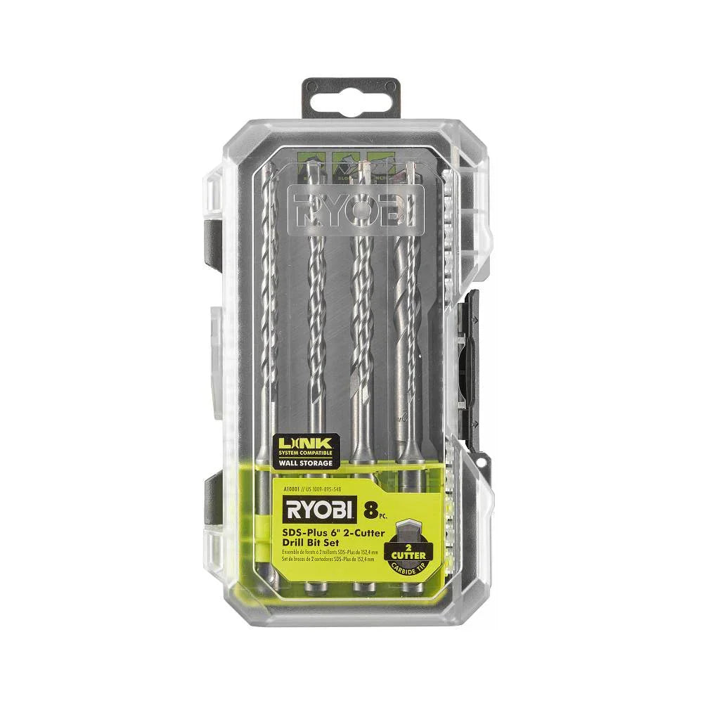 8 PC. SDS-PLUS 6" 2-CUTTER DRILL BIT SET