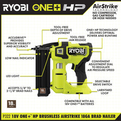 18V ONE+ LITHIUM HIGH PERFORMANCE STARTER KIT WITH FREE 18V ONE+ HP BRUSHLESS AIRSTRIKE 18GA BRAD NAILER