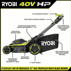 40V HP Brushless 21" Walk Behind Self-Propelled Lawn Mower w/ (2) 6.0Ah Batteries and Charger