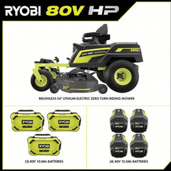 80V HP BRUSHLESS 54" LITHIUM ELECTRIC ZERO TURN RIDING MOWER KIT